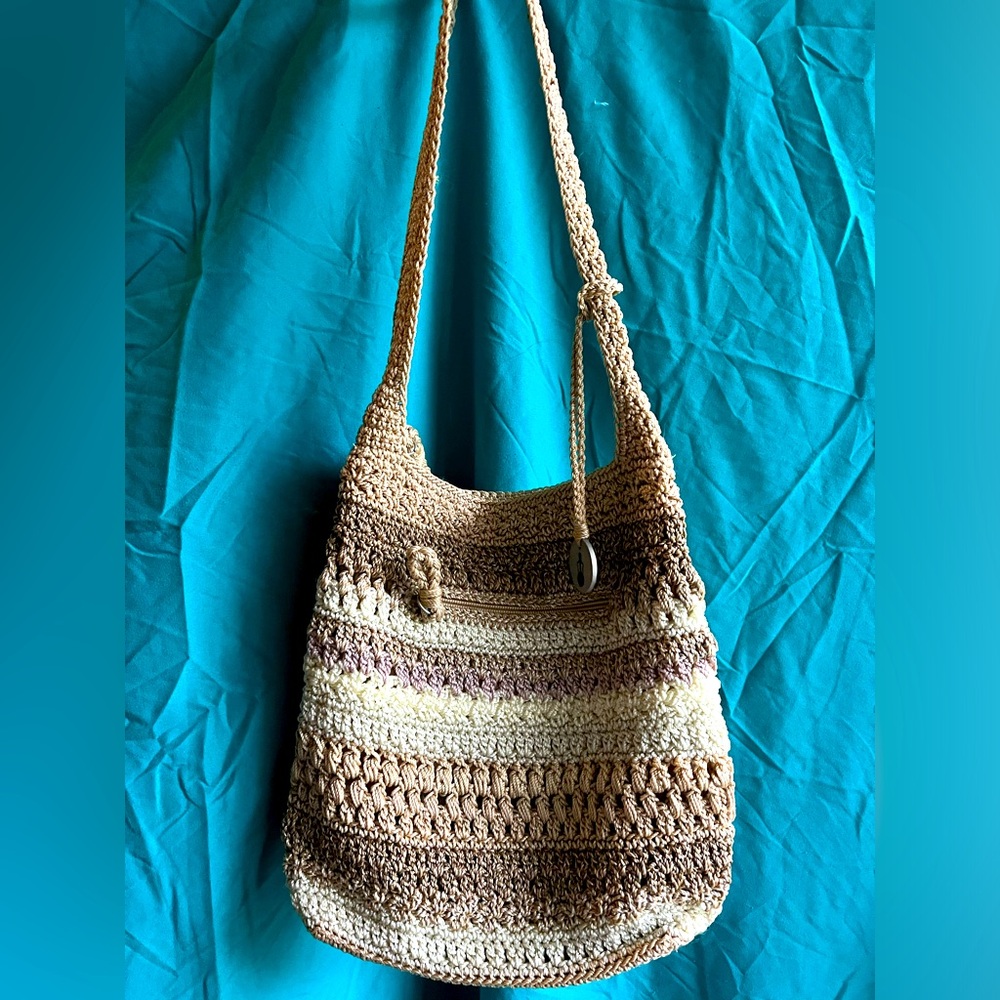 The Sak Tan Crossbody Shoulder Bag Crochet NWOT